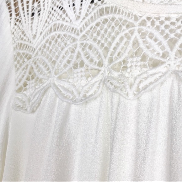 JOIE Coastal Lace Inset White Blouse Top L - Picture 6 of 12